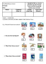 Bài kiểm tra môn Tiếng Anh Lớp 5 - Bài số 1 - Năm học 2019-2020 - Trường Tiểu học Tâm Hiệp